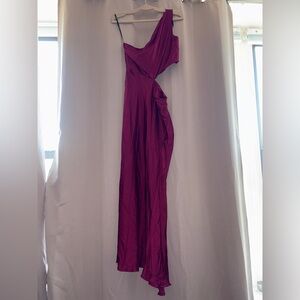Asos satin twist strap cut-out maxi dress in burgundy